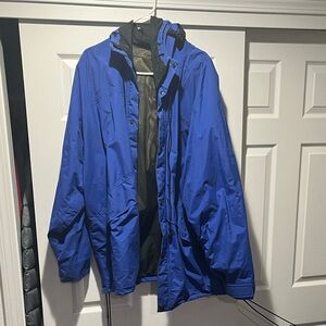 Vintage Banana Republic Men's Vibrant Blue Raincoat